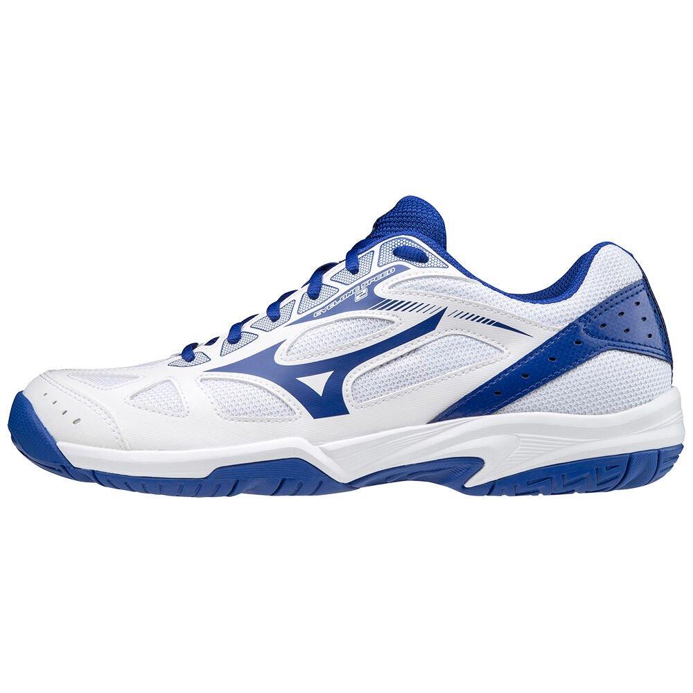 Men's Mizuno Volleyball Shoes White/Blue Cyclone Speed 2 Shoes - V1GA198019